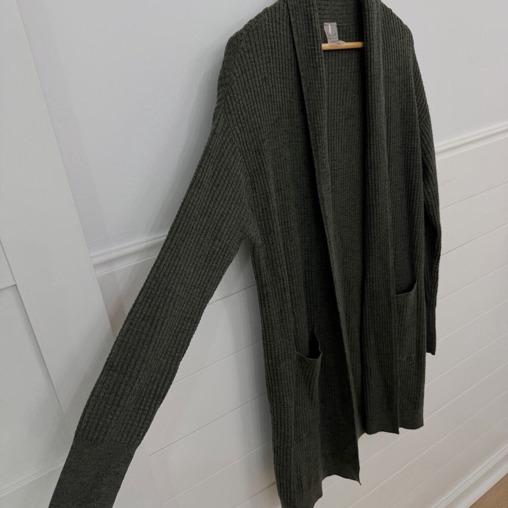 Women’s Calia By Carrie Underwood Green Long Ribbed Cardigan Sweater M - Picture 4 of 7
